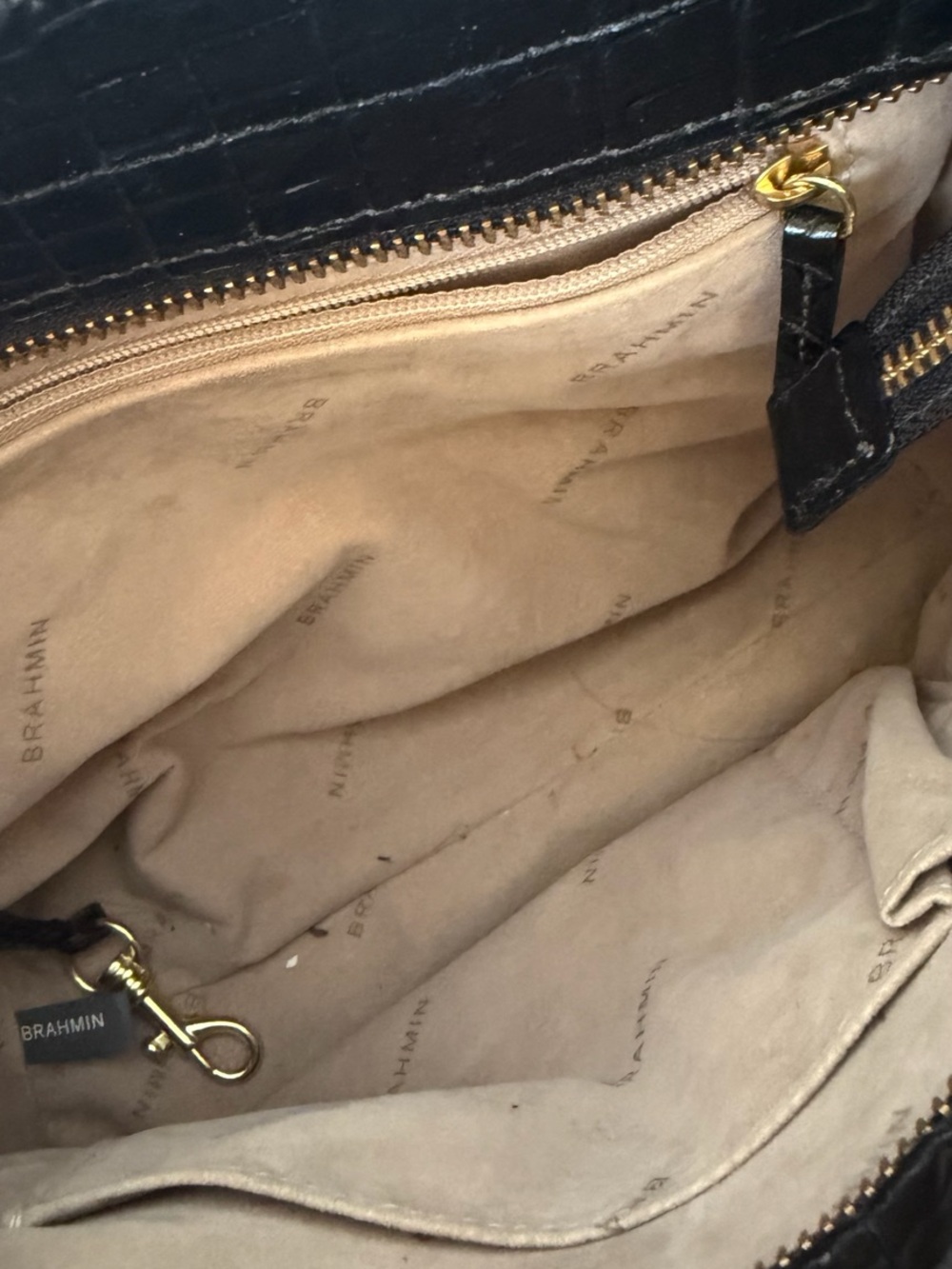 Brahmin Black Croc Embossed Leather Crossbody Bag - Picture 5 of 5